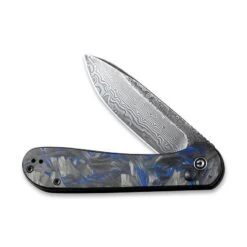 Couteau Civivi Button Lock Elementum F.carbone Noir/bleu Damas -Le Tranchant Soldes Magasin couteau civivi button lock elementum fibre de carbone noirbleu damas 2