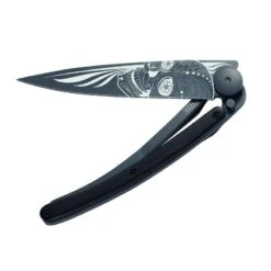 Couteau Deejo Black TATTOO Grenadille - Crâne Latino -Le Tranchant Soldes Magasin couteau deejo black tattoo grenadille crane latino 1