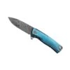 Couteau LionSteel ROK Titanium Bleu Damas -Le Tranchant Soldes Magasin couteau lionsteel rok titanium bleu damas