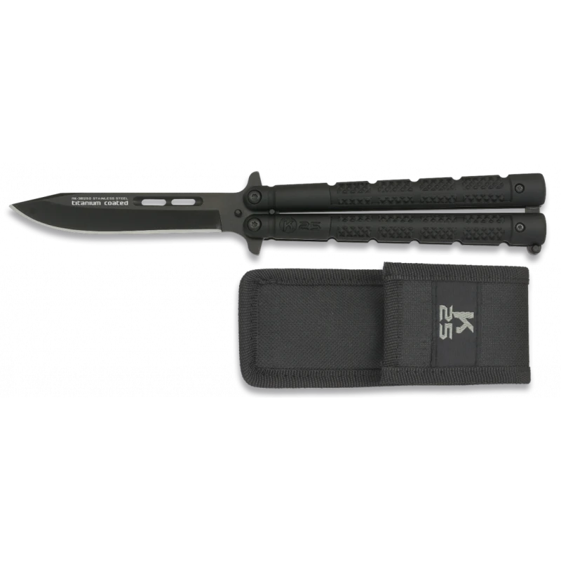 Couteau Papillon Noir Tactique K25 Avec étui 3 Couteau Papillon Noir Tactique K25 Avec étui