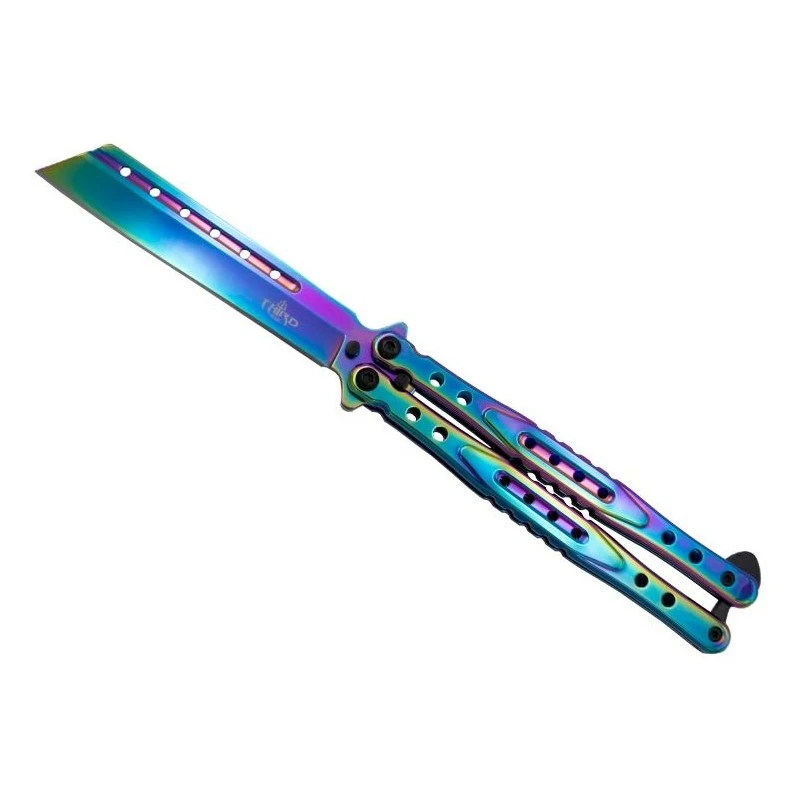 Couteau Papillon Third Arc-en-ciel 12cm Inox - K2823W 3 Couteau Papillon Third Arc-en-ciel 12cm Inox - K2823W