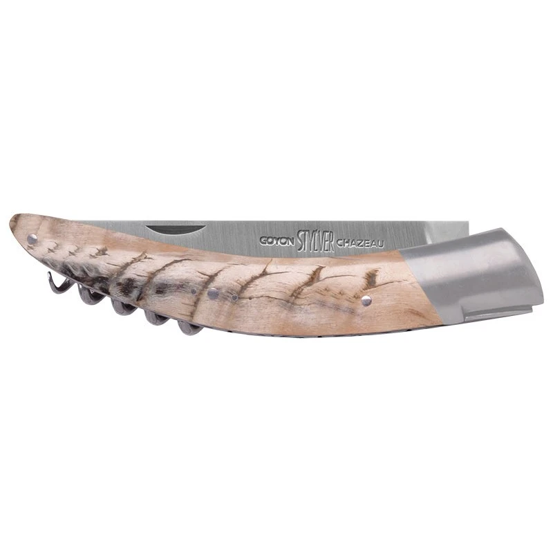 Couteau Pliant Stylver Corne De Bélier Guillochage à La Main Tire-bouchon - Goyon Chazeau 4 Couteau Pliant Stylver Corne De Bélier Guillochage à La Main Tire-bouchon - Goyon Chazeau – Image 2