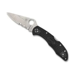 Couteau Spyderco Delica 4 Thin Blue Line Noir Lame Mixte